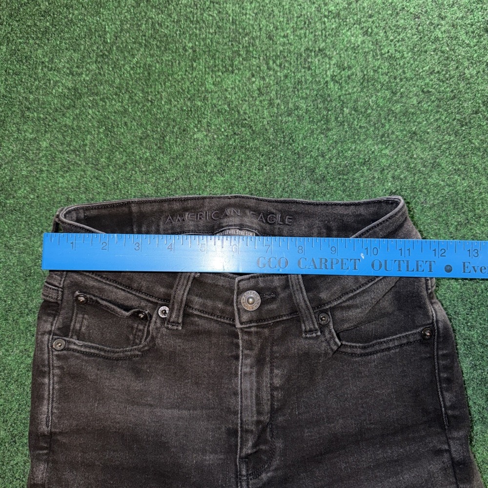 American Eagle High Rise Jegging Jeans Women's Size 2 Black Distressed Jeans - Picture 7 of 9